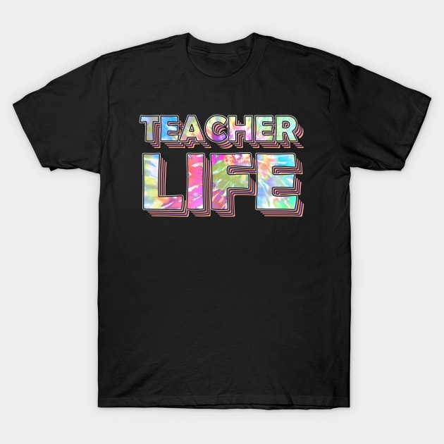 Teacher Life Summertime Retro Vintage Tie Dye Summer Vibes T-Shirt by SpacemanTees